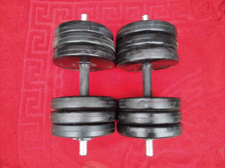 Гантели разборные по 15,5 кг, штанга, блины. Цена за пару.