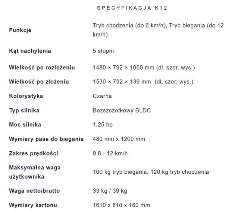 Bieżnia domowa skladana K12 KINGSMITH WALKINGPAD