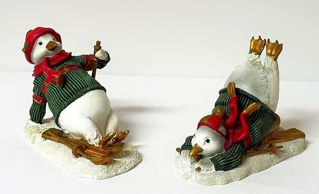 Figurki dwa Pingwiny na nartach Seneca Design 12/15cm