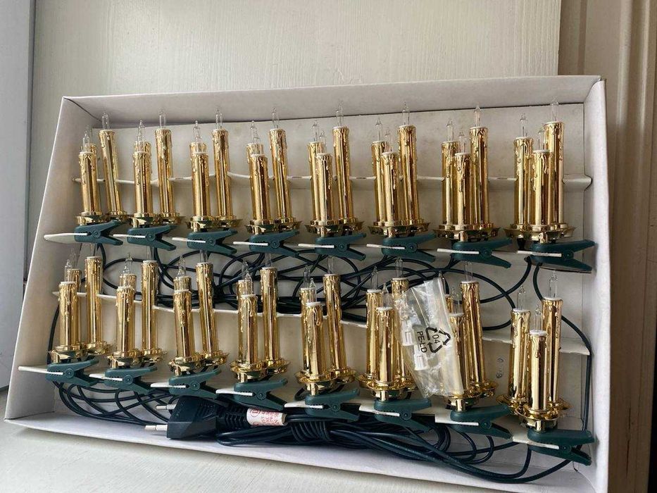 Винтажная гирлянда свечи на прищепке золотые в новом состоянии