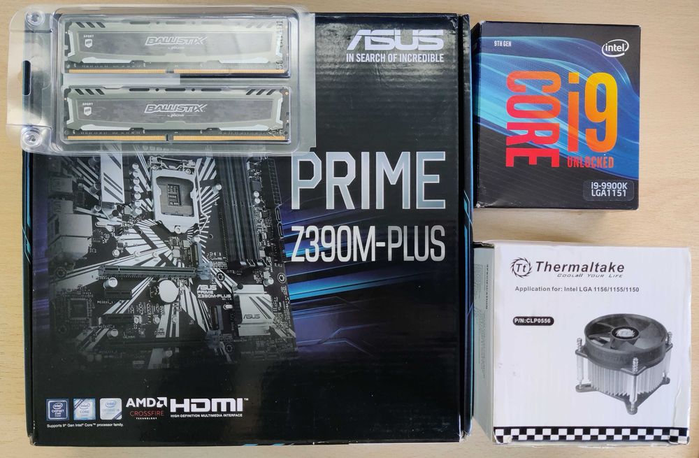 Комплект i9-9900K + Asus Z390 + 32Gb DDR4 Crucial + кулер