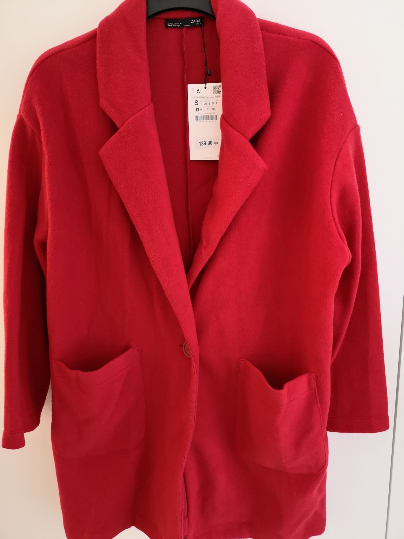 Nowy plaszcz Zara oversize czerwony S 36