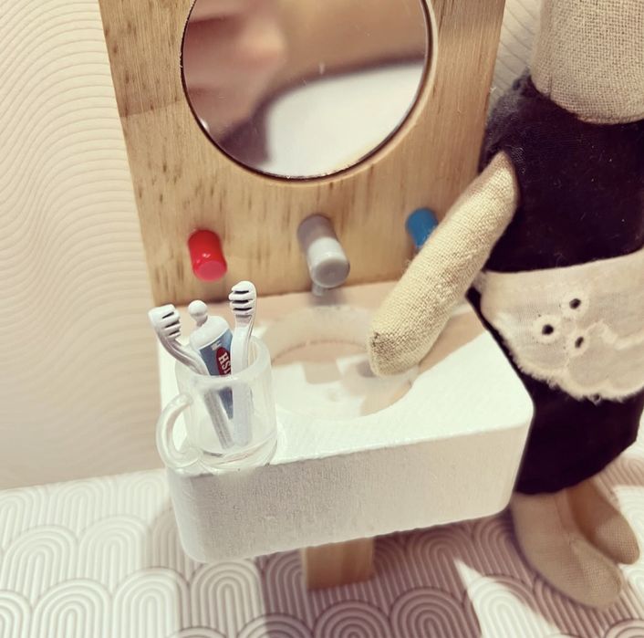 Zestaw do mycia zębów myszki maileg barbie sylvanian szczoteczka pasta