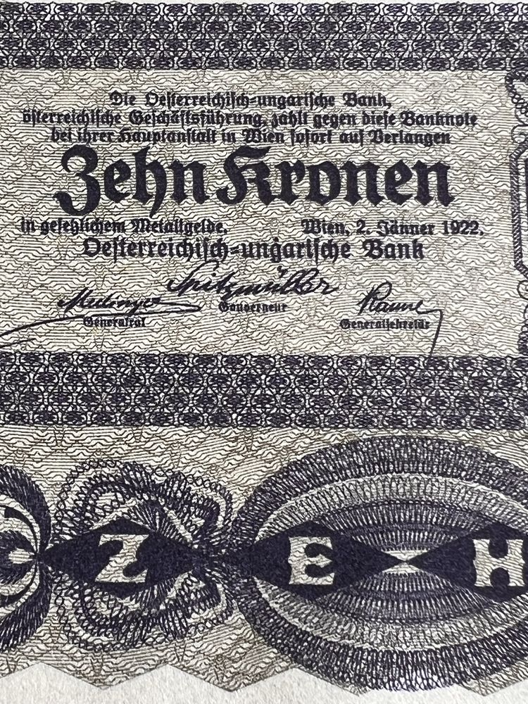 Banknot Austro-Węgry – 10 koron 1922 – stan UNC, oryginał! RZADKOŚĆ