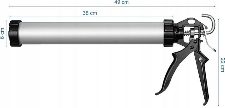 PISTOLET WYCISKACZ tubowy do mas silikonu uszczelniaczy 600ml + końcó