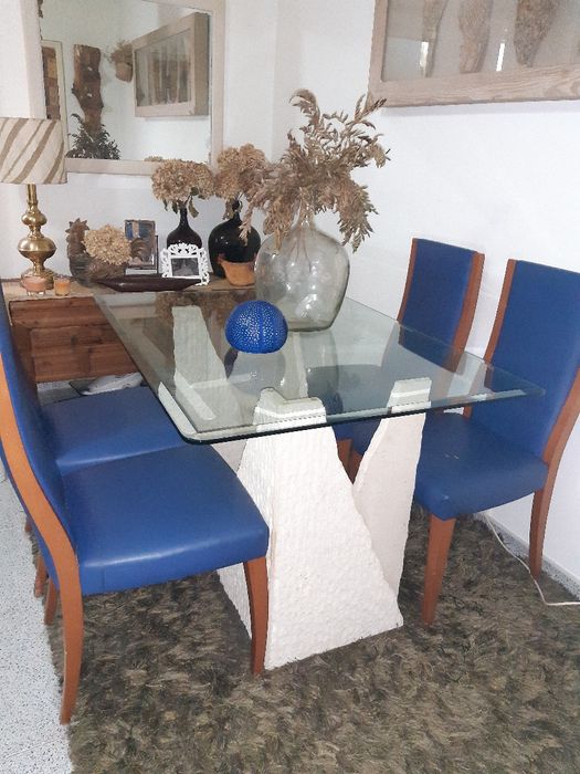 Mesa sala pedra e vidro 3mm. urgência