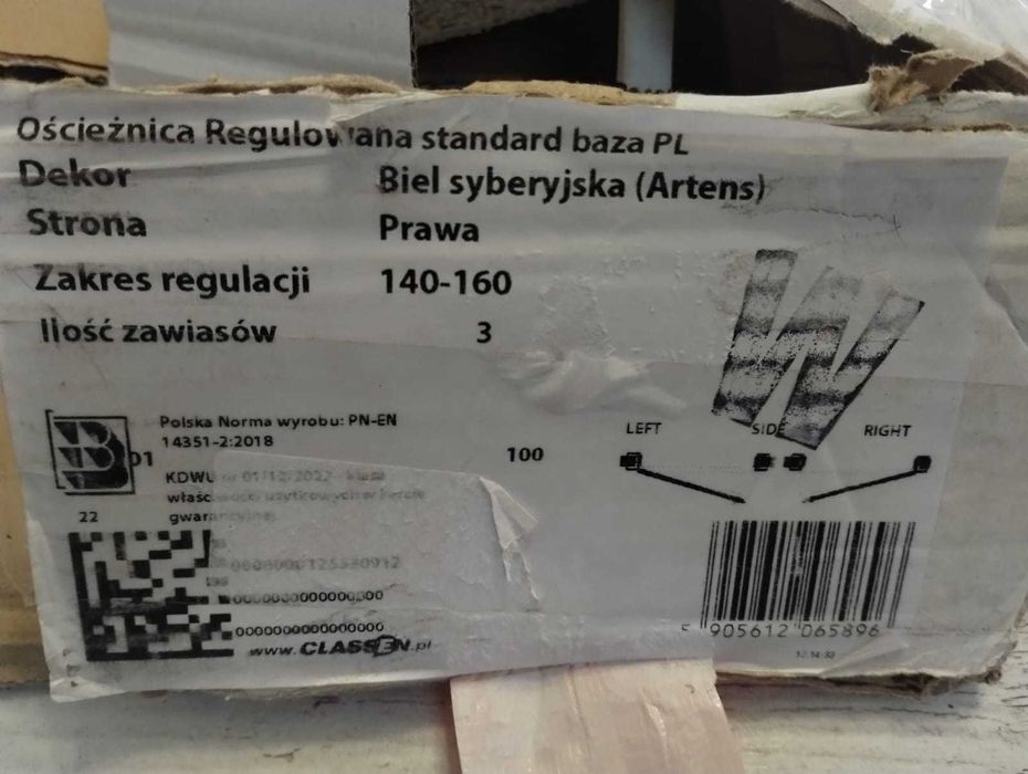 Ościeżnica regulowana, prawa, uszkodzona