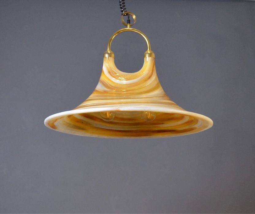 Grande candeeiro vintage em fibra de vidro e mix de Lucite, anos 70.