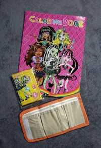 Malowanka monster high z naklejkami plus portfel portfele zestaw