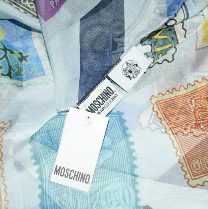 Nowa oryginalna damska jedwabna apaszka Moschino 100% silk jedwab