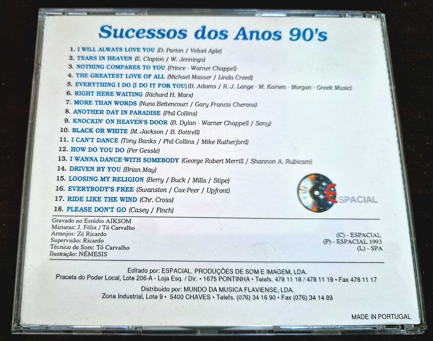 CD musical "Sucessos dos Anos 90's"