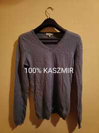 Sweter z kaszmiru 100% XS niebieski