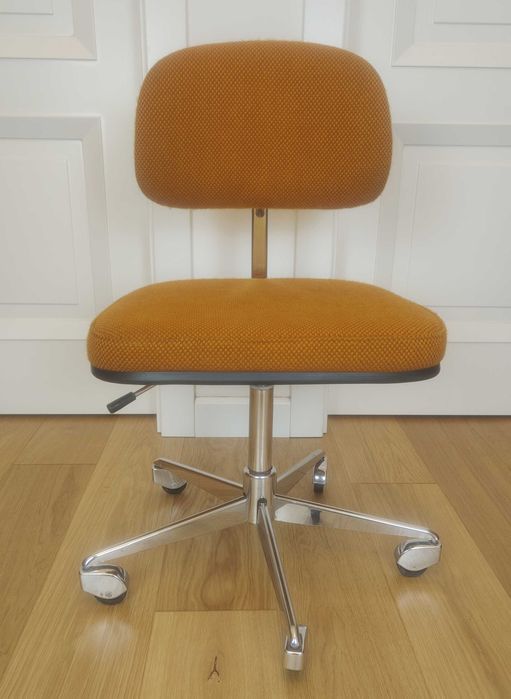 Geza fotel obrotowy biurowy vintage lata 70 / 80 pomarańczowy chrom
