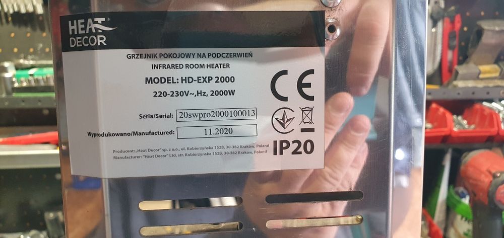 Heat Decor HD-EXP 2000 Promiennik sufitowy na podczerwień o mocy 2000W