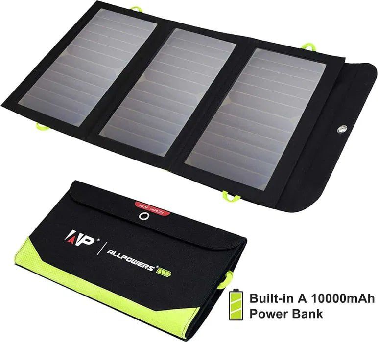 Солнечная панель Allpowers Оригинал 5V 21W с повербанком Powerbank 100