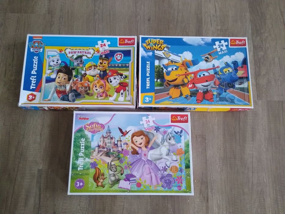 Puzzle 24 elementy trefl psi patrol/super wings/ księżniczka Zosia