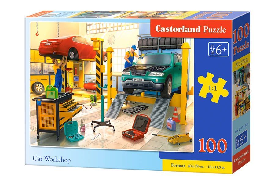 Puzzle dla dzieci bajkowe bajki  100 el. Car Workshop