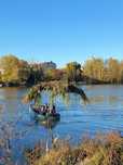 човен -косарка, земснаряд, екскаватор  для чищення водойм від рослин.