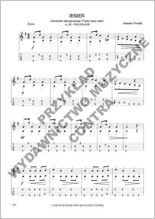 Łatwy Vivaldi na gitarę fingerpicking (nuty + tabulatury)