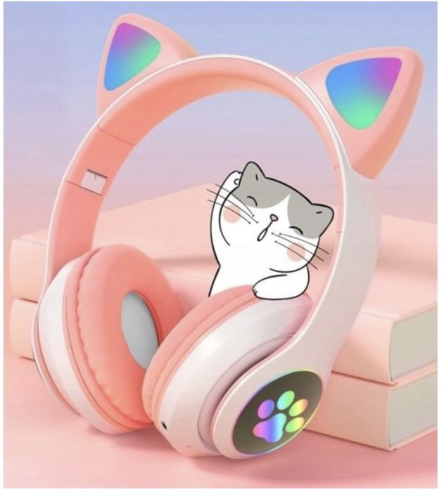 Słuchawki dla dzieci kocie uszy bezprzewodowe RGB