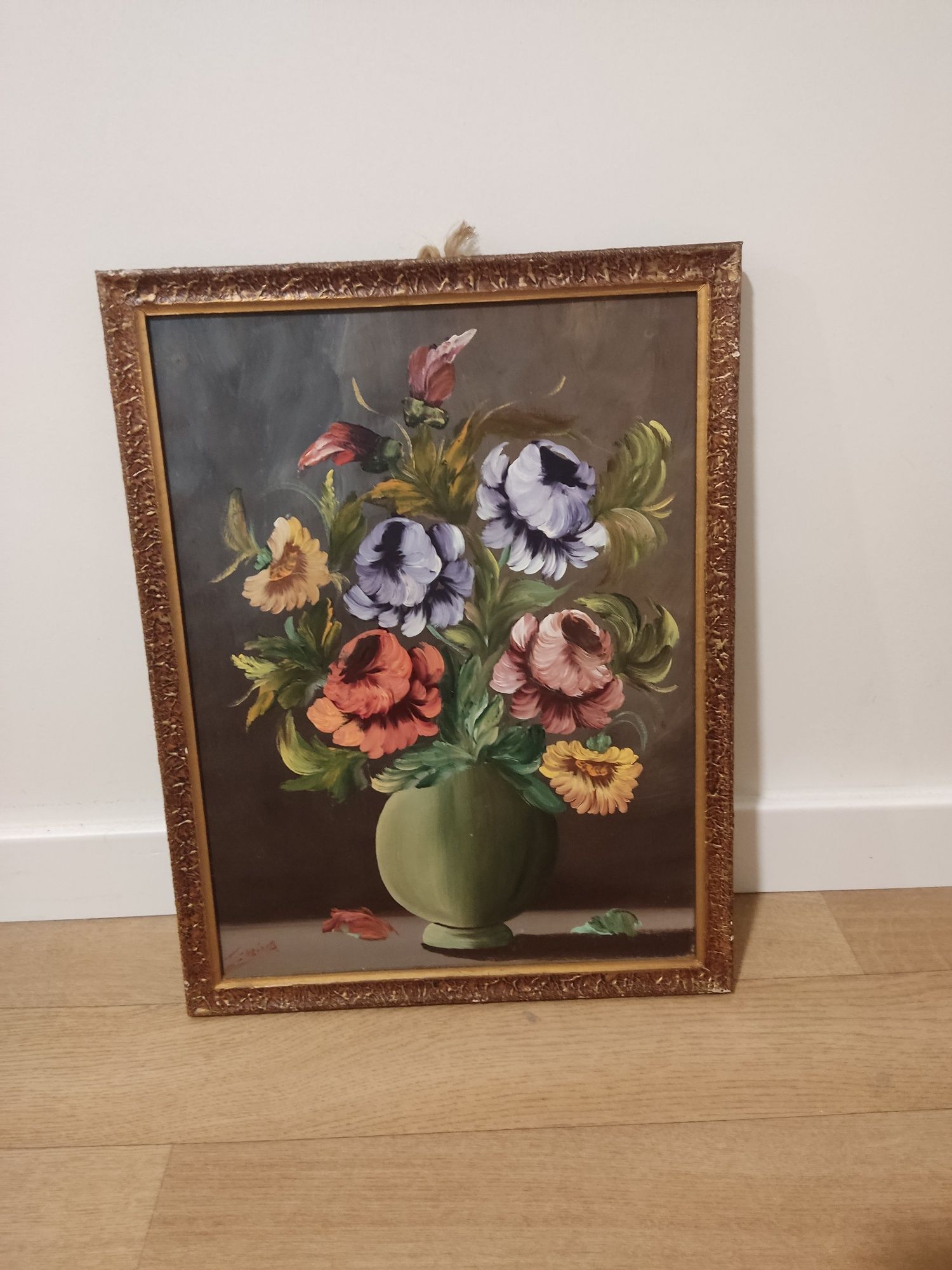 2 Quadros de Flores (uma pintura real e um quadro pequeno)