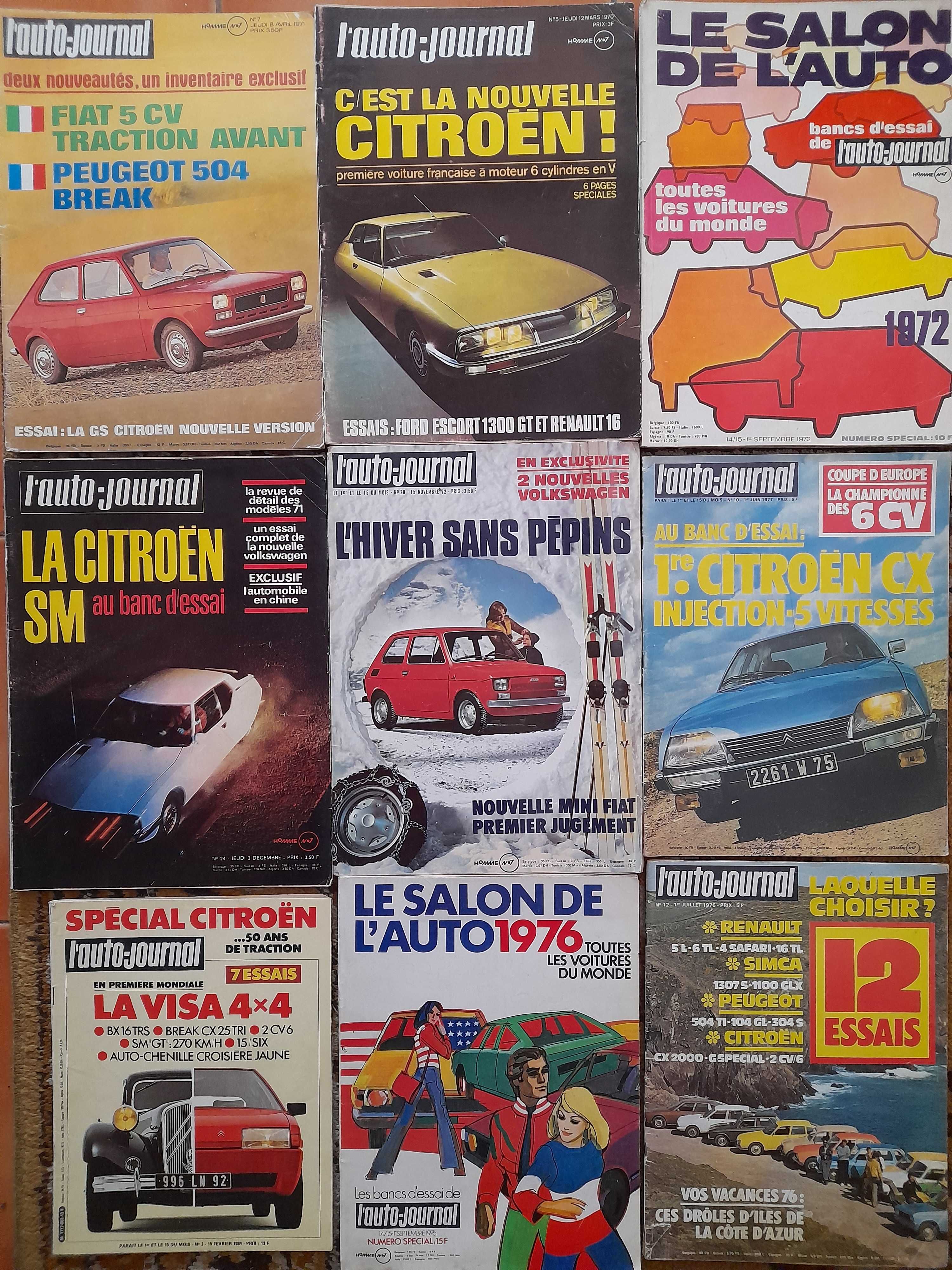 Revistas Auto Journal anos 70 testes Citroen Fiat Peugeot Renault
