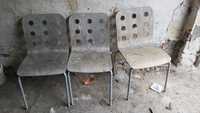 OKAZJA 3× Mocne Krzesła Metal Drewno