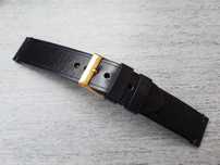 Gruby czarny skórzany pasek zegarka 22 mm