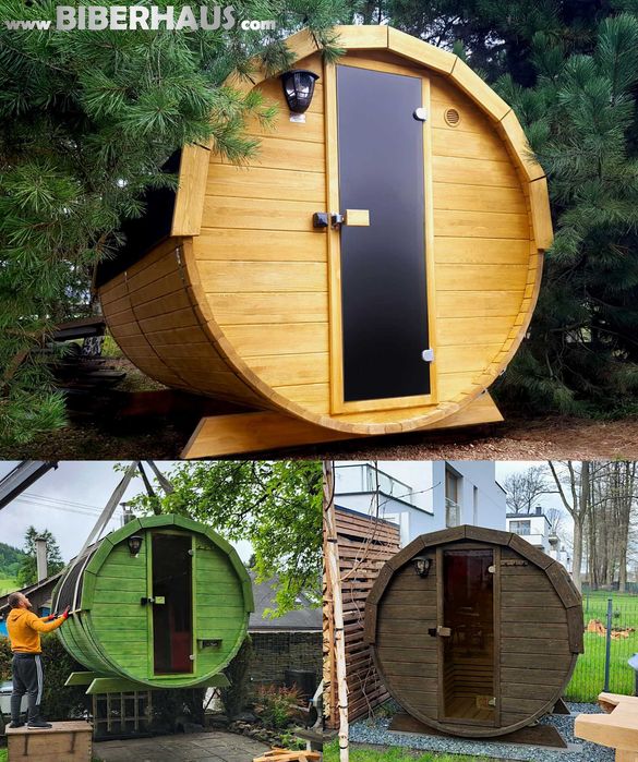 SAUNA Ogrodowa 200 cm MINI DWUpoziomowa +GRATIS Beczka 500L +Akcesoria