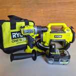 Ryobi One+ 18V Zestaw: Wkrętarka, Kompresor, 1x Aku