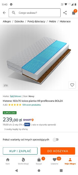 Łóżko dziecięce IKEA Kritter 70x160 komplet z materacem i barierką och