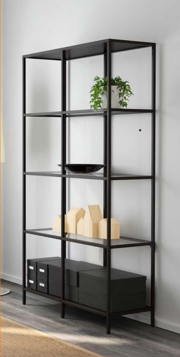 VITTSJÖ Regał, czarny metalowy /szkło, 100 x 175 x 36cm