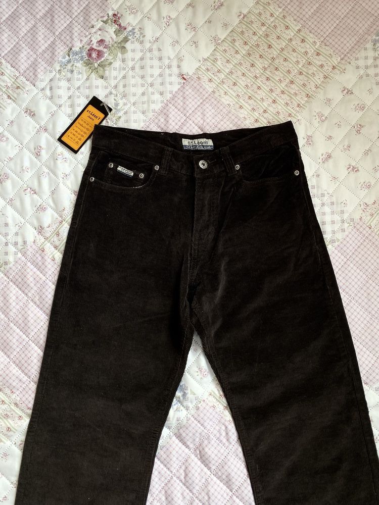 Czarne sztruksowe szerokie spodnie S 36 M 38 nowe st leon vintage