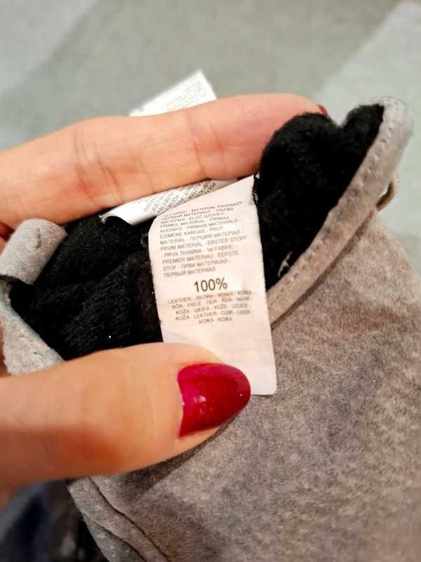 Mohito rękawiczki ze skóry naturalnej szare r. XS