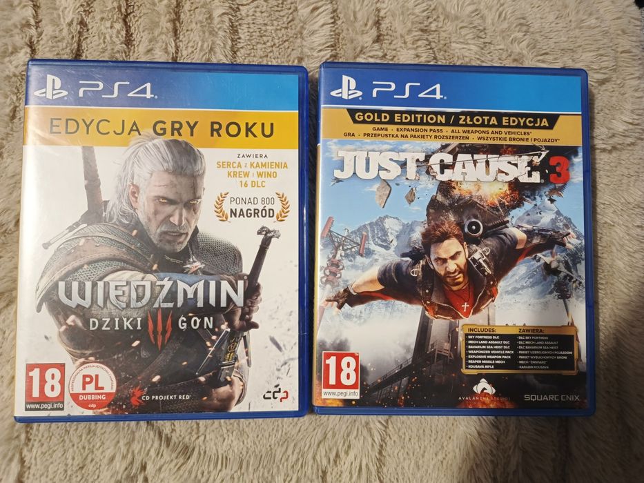 2x gra Ps4 Wiedźmin III+Just Cause 3 PL