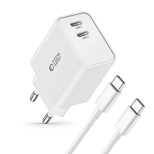 Ładowarka Tech-Protect C35W sieciowa 2x USB-C PD 35W z kablem USB-C /