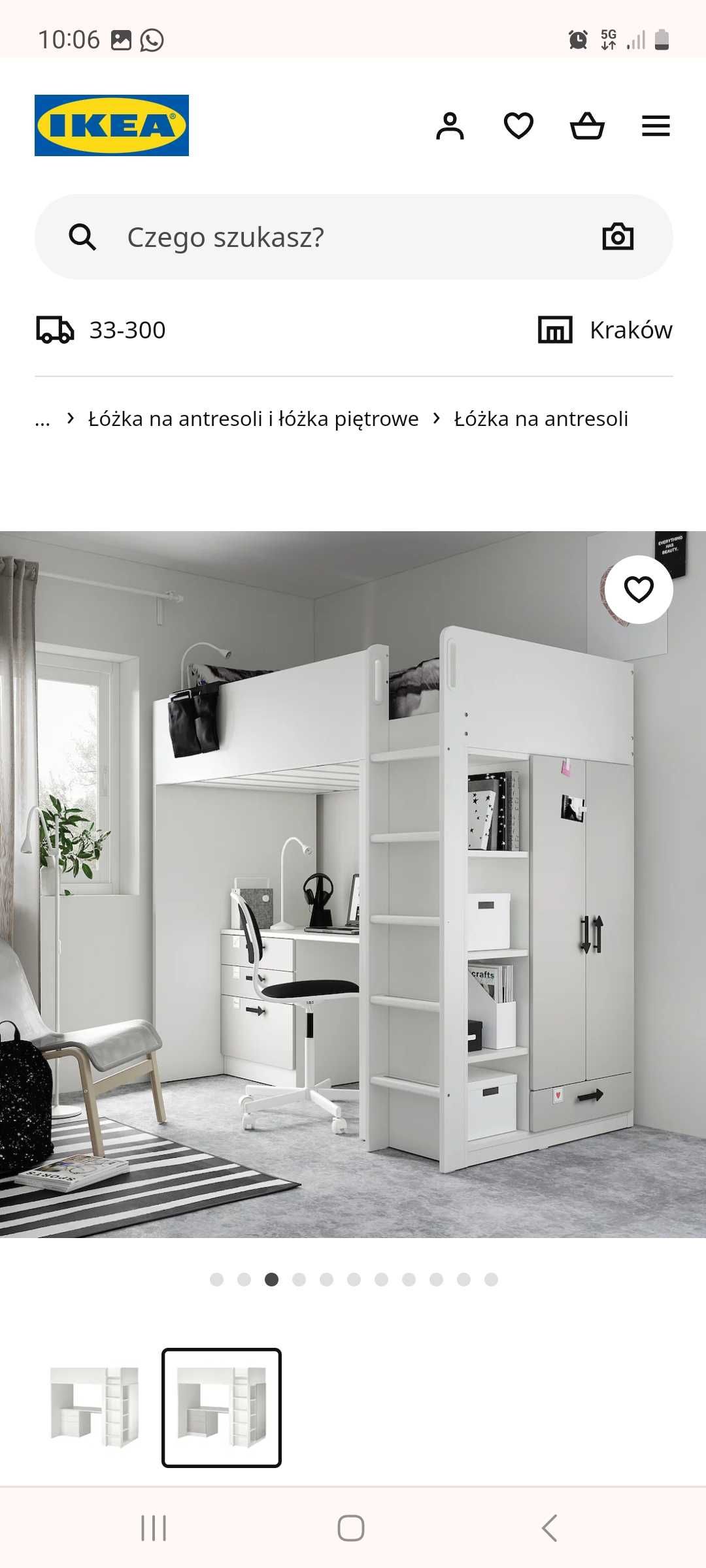 Łóżko z biurkiem i szafą stuva ikea