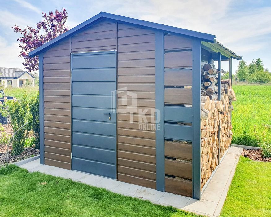 Schowek - Domek Ogrodowy 2,5X3M + Wiata 0,5M - Drewutnia Tkd240