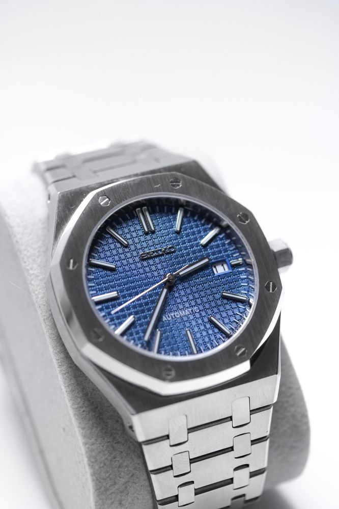 Zegarek Custom Seiko Mod Royal Oak Granatowy