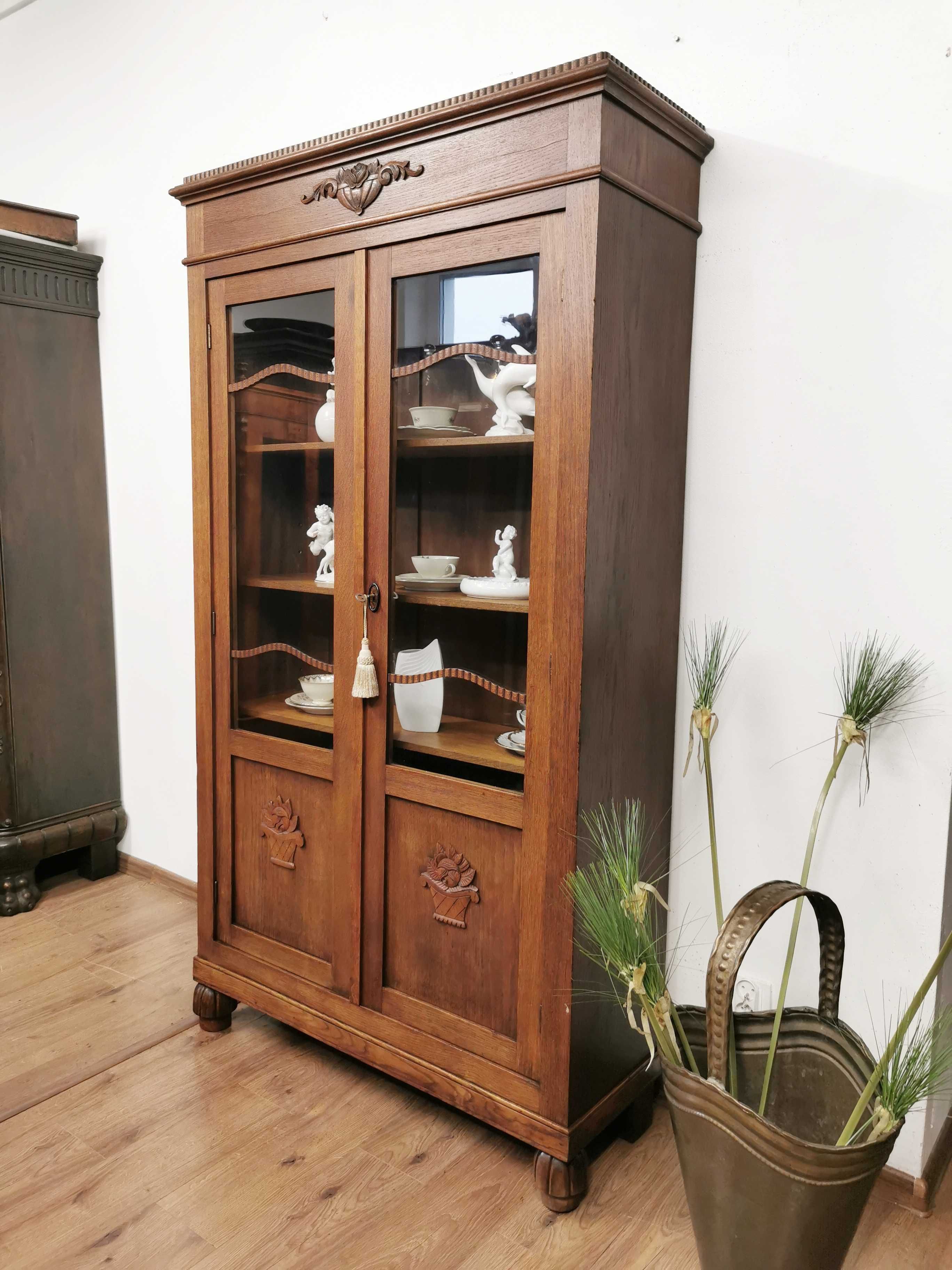 Śliczna dębowa witrynka biblioteczka antyk 500/2024