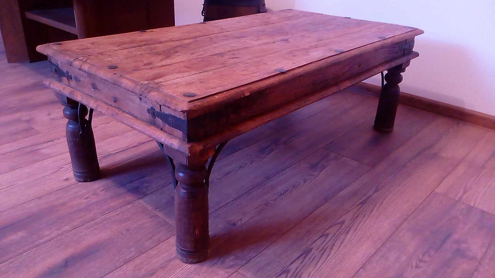 Ława w stylu Loft drewno stół kawowy 109x60x40 ciężka drewniana ława