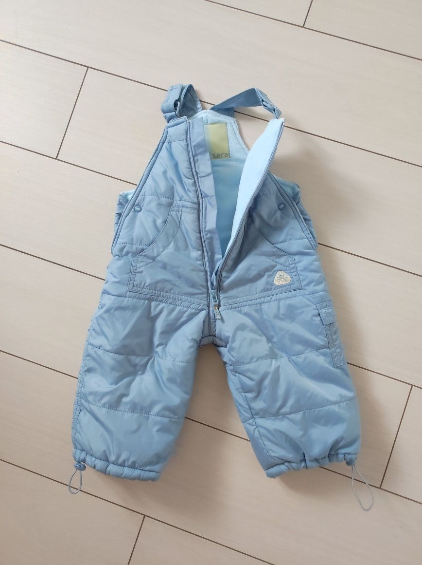 Zara błękitne spodnie zimowe ocieplane polarem rozmiar 58-69 cm