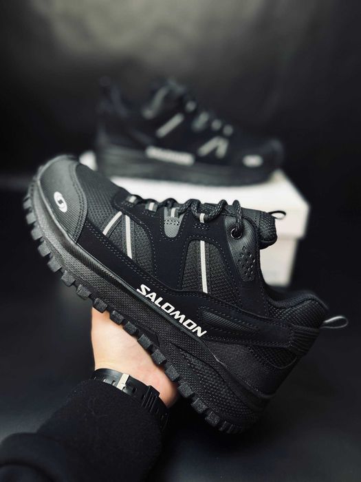 Мужские зимние термокроссовки salomon черные непромокаемые ботинки