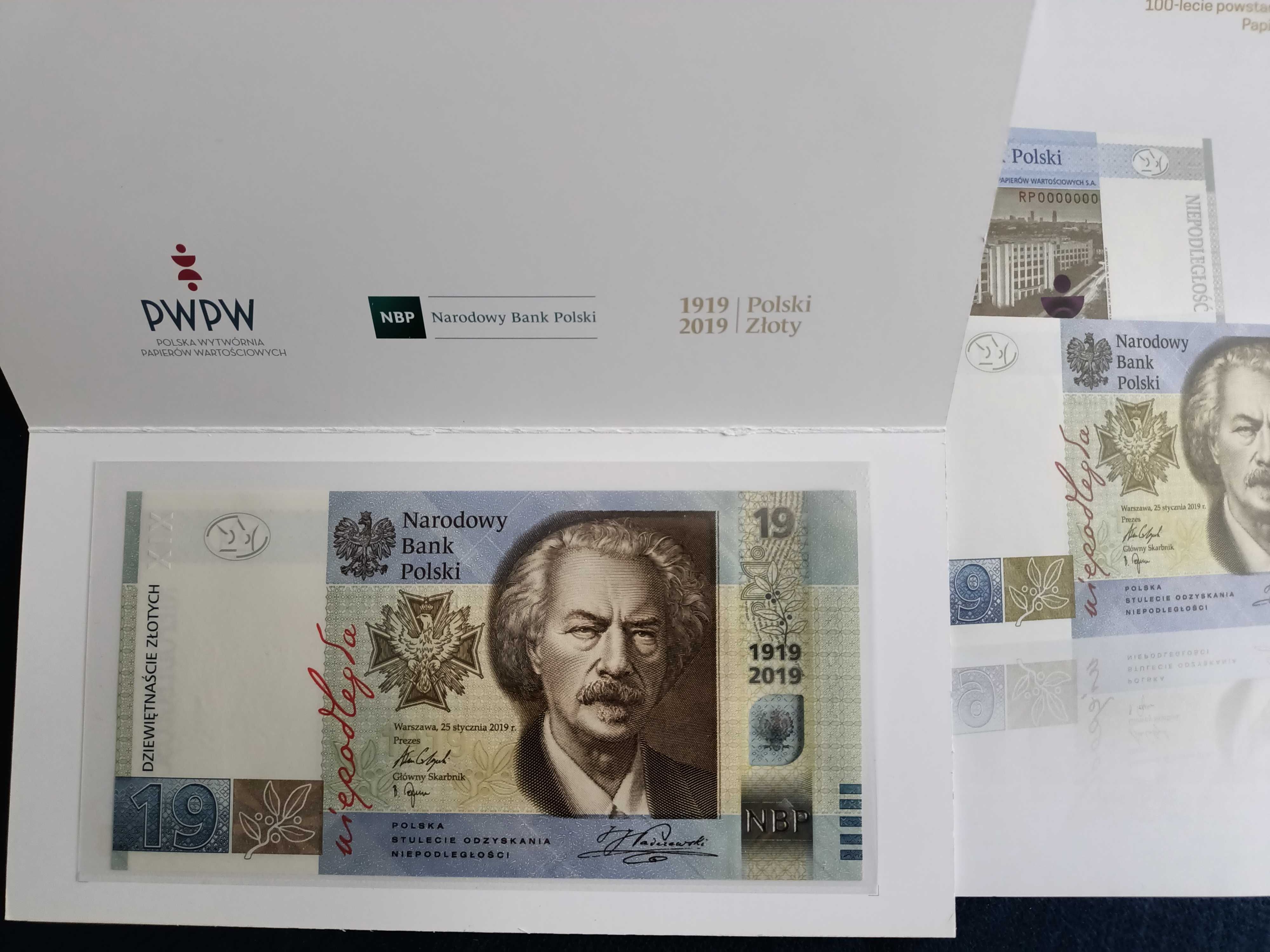 19 Złotych 2019 Ignacy Paderewski stan 1 UNC