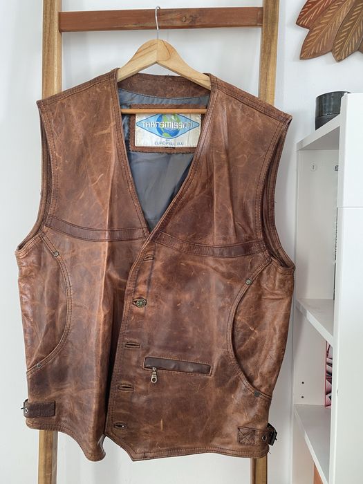 Vintage 70' Skórzana kamizelka