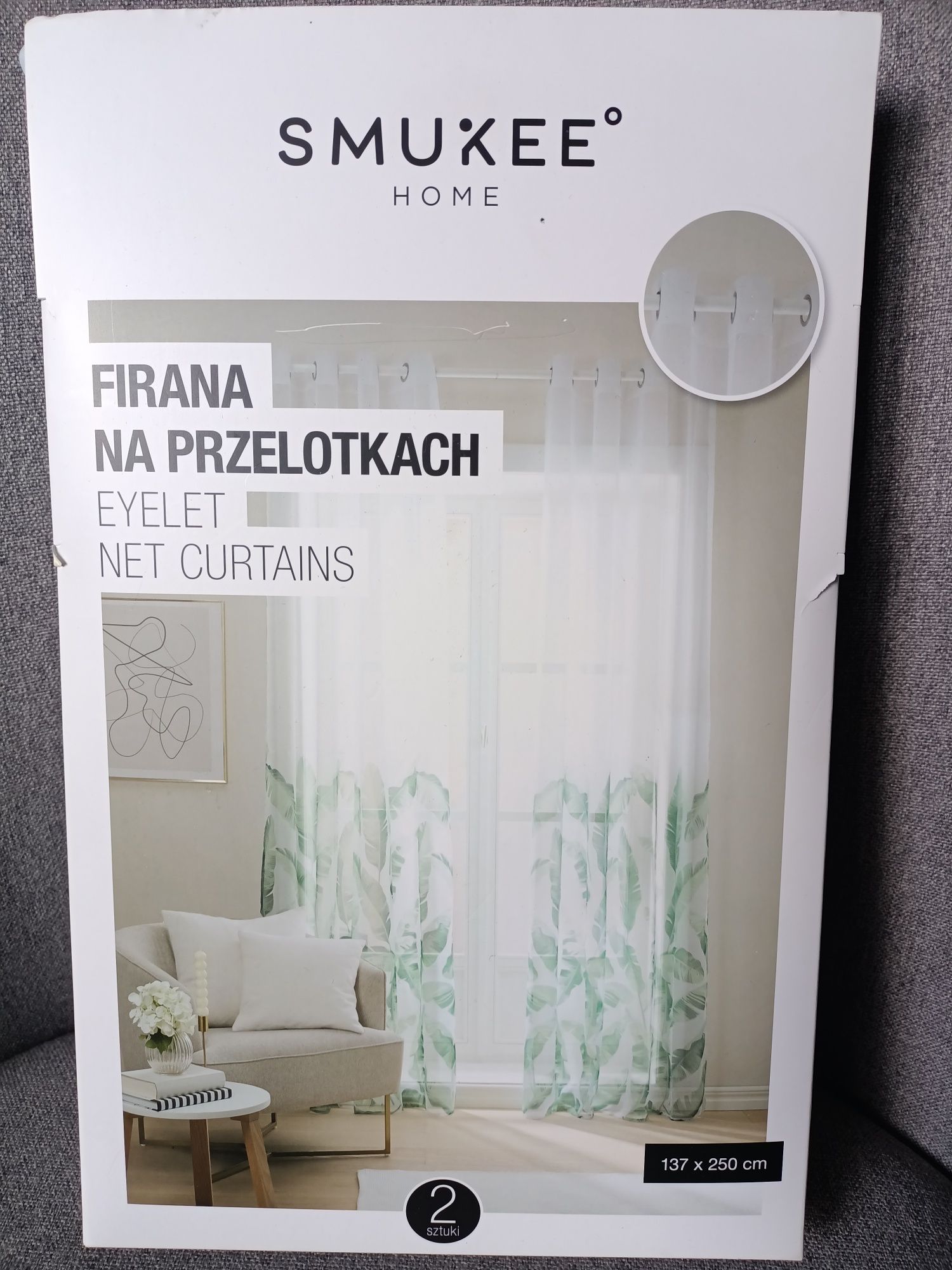 Firana na przetokach liście monstera  137x250cm