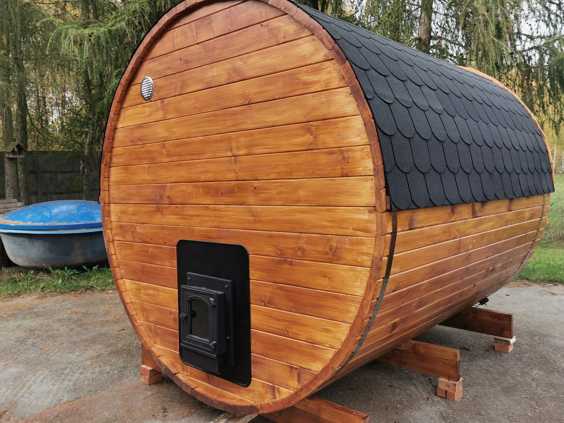 Sauna Ogrodowa 2,5 m x 2,2 m Cały komplet Piec  Zewnętrzny