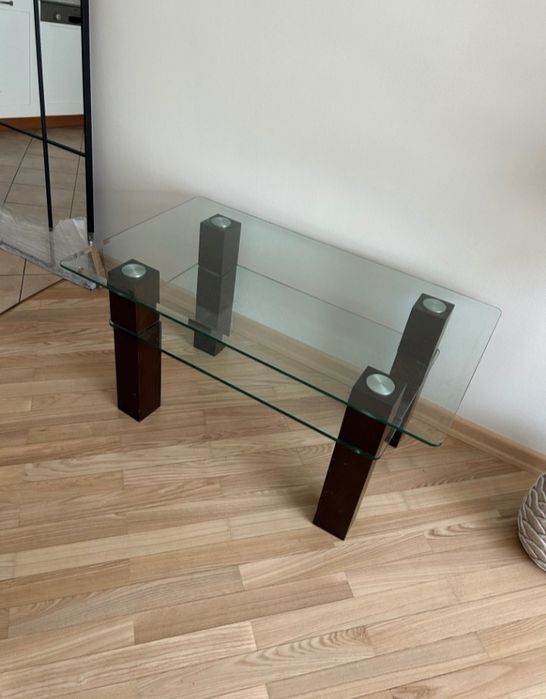 Stolik szklany metalowy