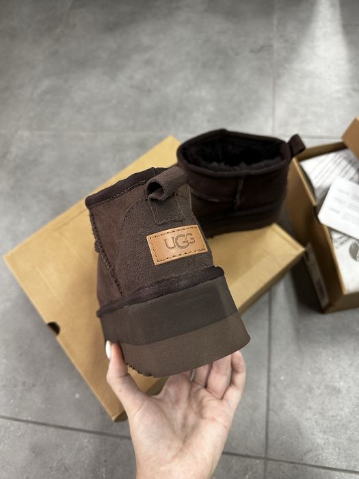 Жіночі натуральні уггі угги Ugg Ultra Mini Platform Brown/шоколад 38
