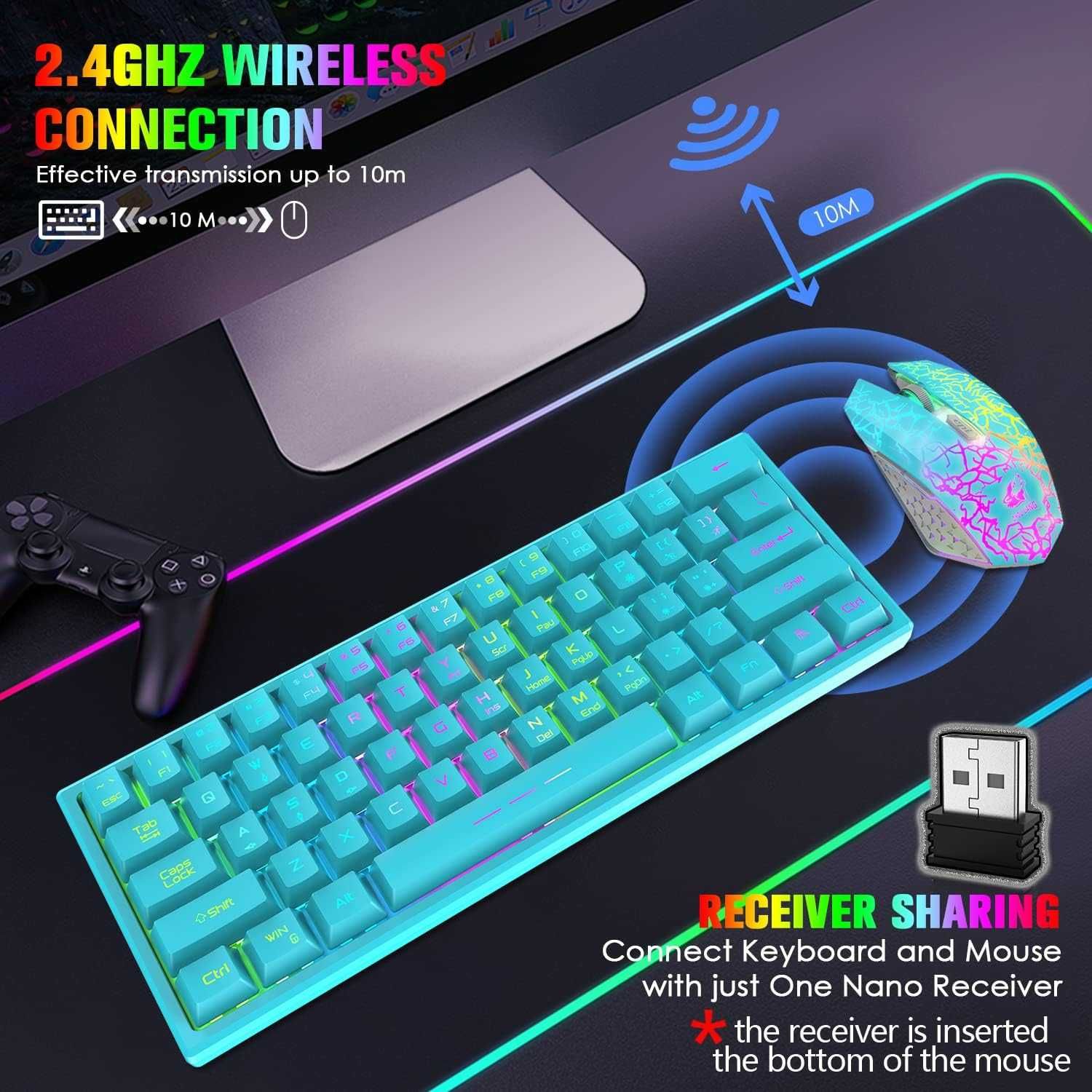 Bezprzewodowa klawiatura i mysz do gier T87 podświetlane Mini RGB LED